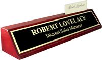 Rosewood Piano Finish Deskplate - Black and Gold Metal Name Plate with a Shiny Gold Border, Card Slot