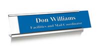 Sapphire Blue Plastic Plate on Silver Deskplate