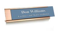 China Blue Plastic Plate with White Text on Rose Gold Deskplate